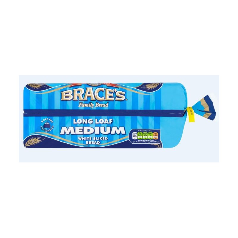 Brace's - Medium Sliced White Bread (800g)