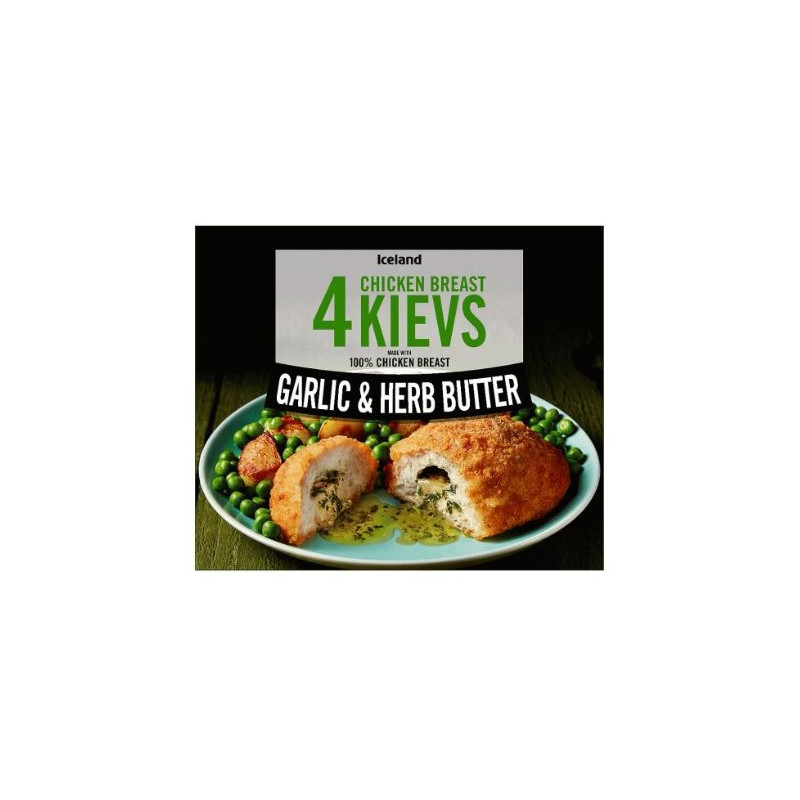 Iceland Garlic & Herb Butter Chicken Breast Kievs (4/500g)