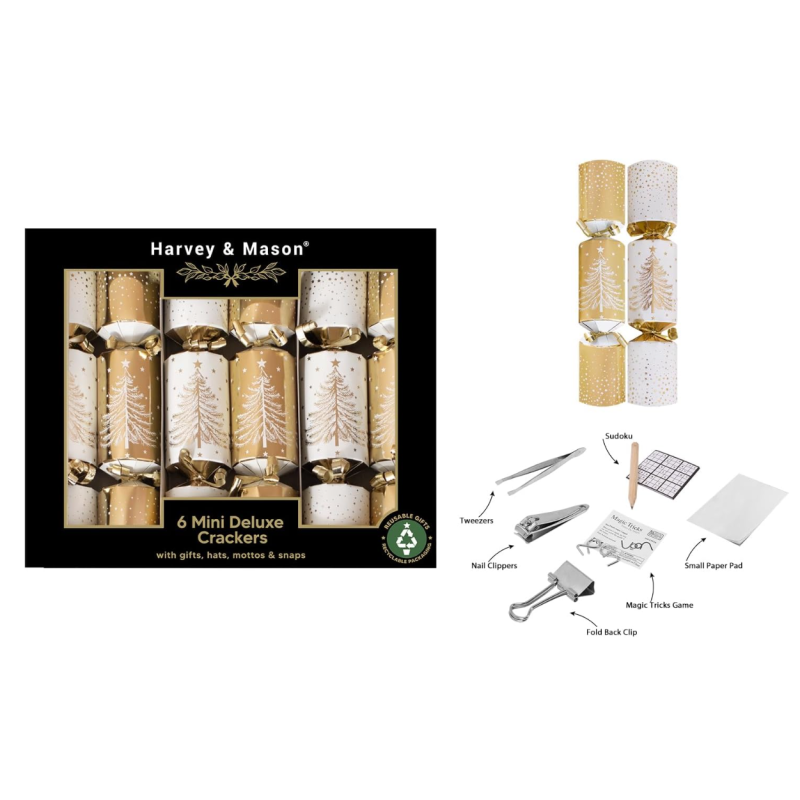 Xmas Crackers.  8.5" (30cm) Mini Gold (1 x 6)