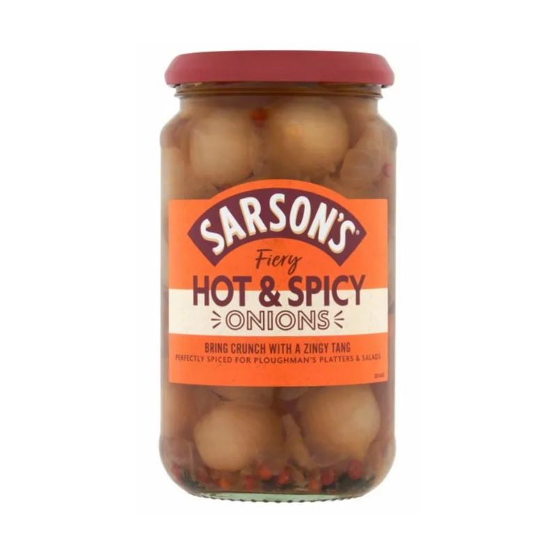 Sarsons Hot & Spicy Silverskin Onions (460g)