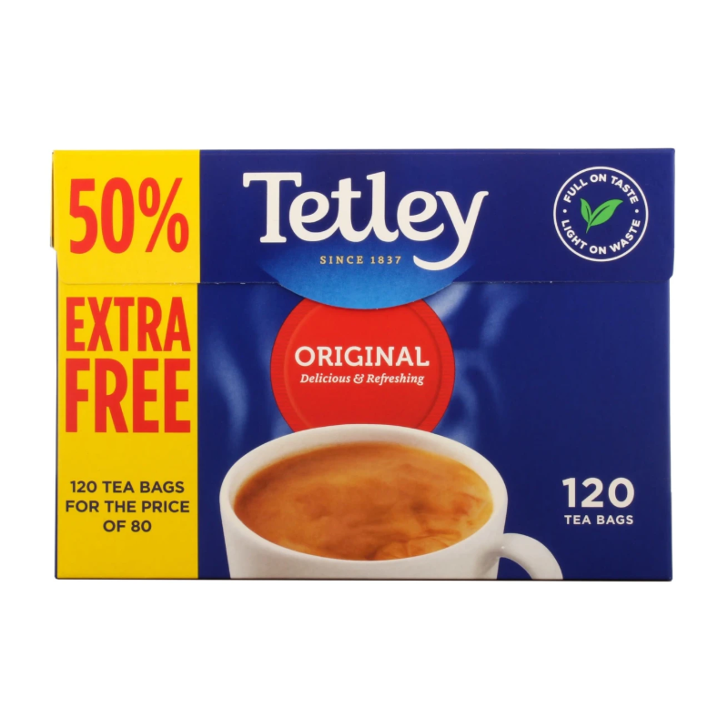 Tetley Tea.  (80 teabags + 50% free / 120 teabags)
