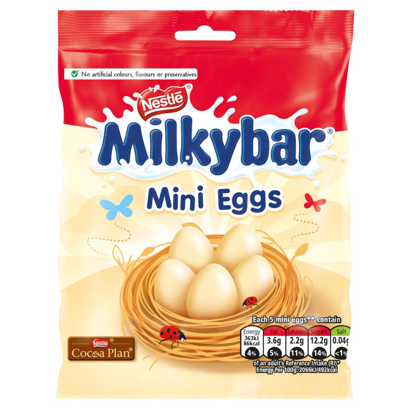 *CLEARANCE.     Milky Bar Mini Eggs Pouch (80g)