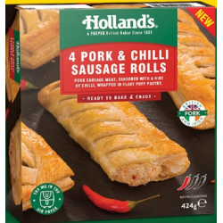 Hollands Pork & Chilli Sausage Rolls (4x106g/424g)