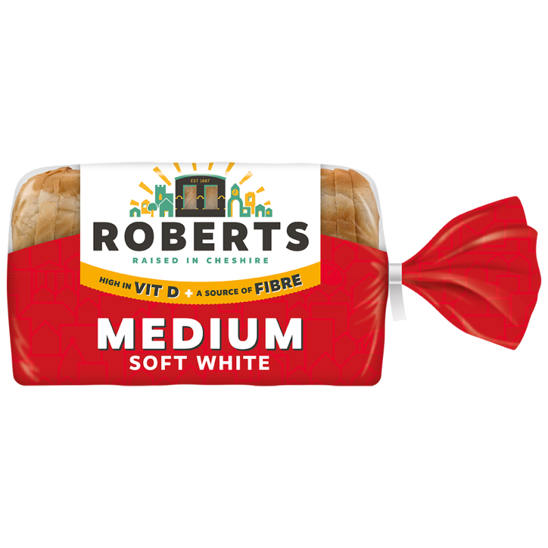 *CLEARANCE.     Roberts Medium Sliced White Bread (800g)