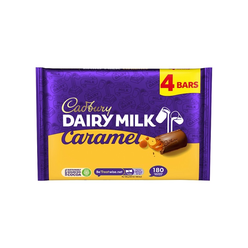 *CLEARANCE.    Cadbury Caramel Dairy Milk Multipack  (4 / 148g)